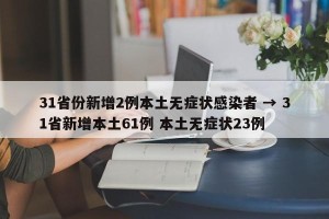 31省份新增2例本土无症状感染者 → 31省新增本土61例 本土无症状23例