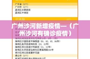 广州沙河新增疫情—（广州沙河有确诊疫情）