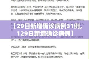 【29日新增确诊病例31例,129日新增确诊病例】