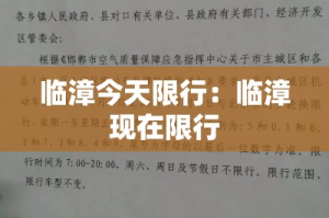 临漳今天限行：临漳现在限行