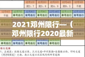 2021邓州限行—（邓州限行2020最新通知）