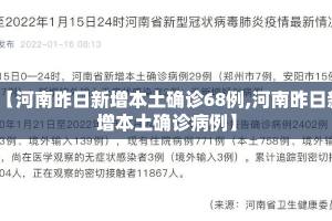 【河南昨日新增本土确诊68例,河南昨日新增本土确诊病例】