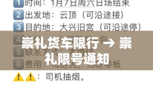 崇礼货车限行 → 崇礼限号通知
