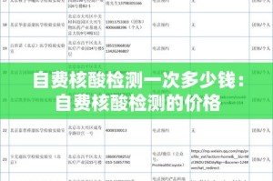 自费核酸检测一次多少钱：自费核酸检测的价格