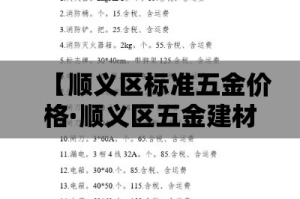 【顺义区标准五金价格·顺义区五金建材市场】