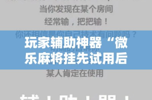 玩家辅助神器“微乐麻将挂先试用后付款”科技辅助神器手机版