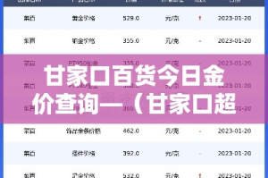 甘家口百货今日金价查询—（甘家口超市电话）