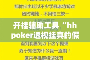 开挂辅助工具“hhpoker透视挂真的假的”专业师傅带你一起了解(确实有挂