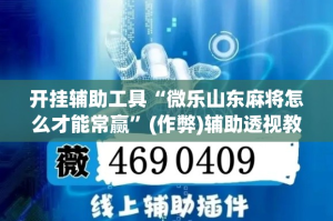 开挂辅助工具“微乐山东麻将怎么才能常赢”(作弊)辅助透视教程