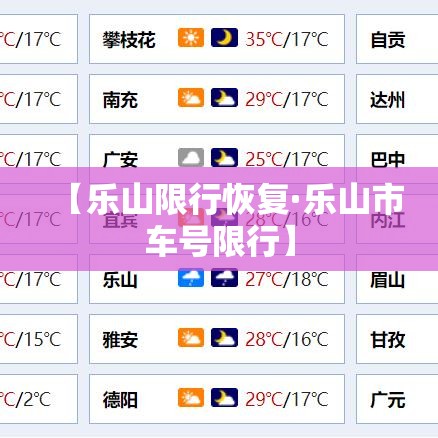 【乐山限行恢复·乐山市车号限行】