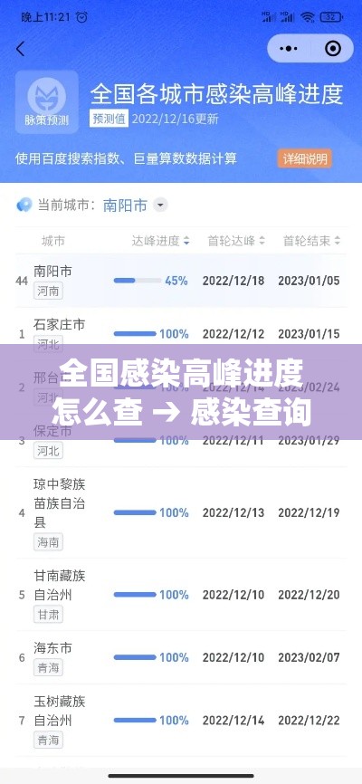 全国感染高峰进度怎么查 → 感染查询系统