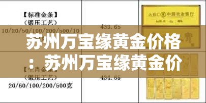 苏州万宝缘黄金价格：苏州万宝缘黄金价格多少