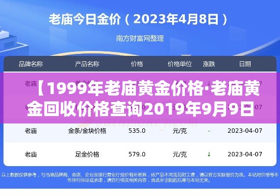 【1999年老庙黄金价格·老庙黄金回收价格查询2019年9月9日】 【1999年老庙黄金价格·老庙黄金回收价格查询2019年9月9日】