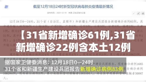【31省新增确诊61例,31省新增确诊22例含本土12例】
