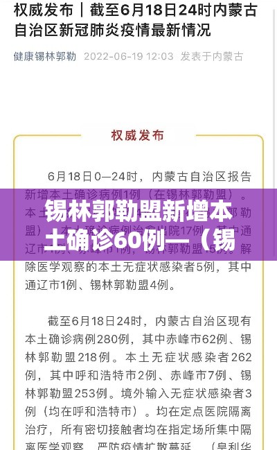 锡林郭勒盟新增本土确诊60例—（锡林郭勒盟疫情行动轨迹）