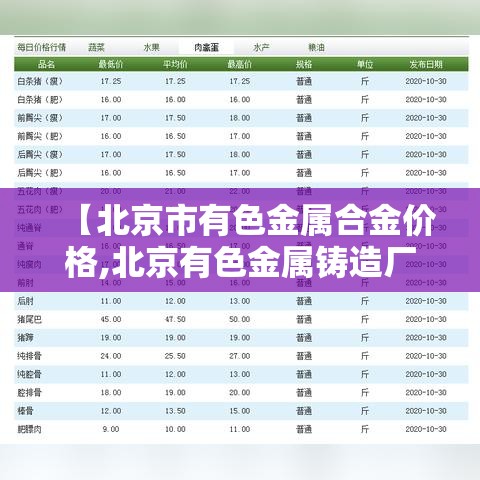 【北京市有色金属合金价格,北京有色金属铸造厂】