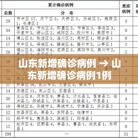 山东新增确诊病例 → 山东新增确诊病例1例