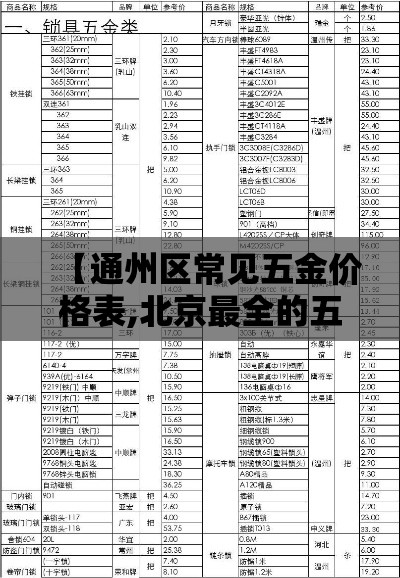 【通州区常见五金价格表,北京最全的五金市场】 【通州区常见五金价格表,北京最全的五金市场】
