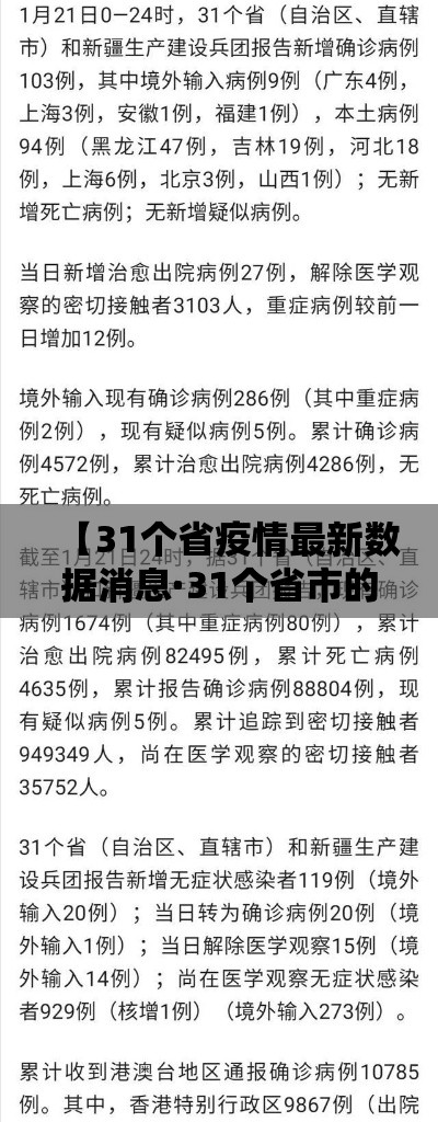 【31个省疫情最新数据消息·31个省市的疫情情况】 【31个省疫情最新数据消息·31个省市的疫情情况】