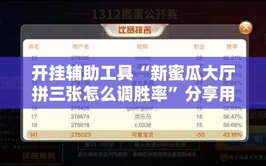 开挂辅助工具“新蜜瓜大厅拼三张怎么调胜率	”分享用挂教程