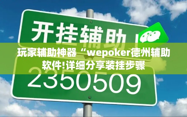 玩家辅助神器“wepoker德州辅助软件!详细分享装挂步骤