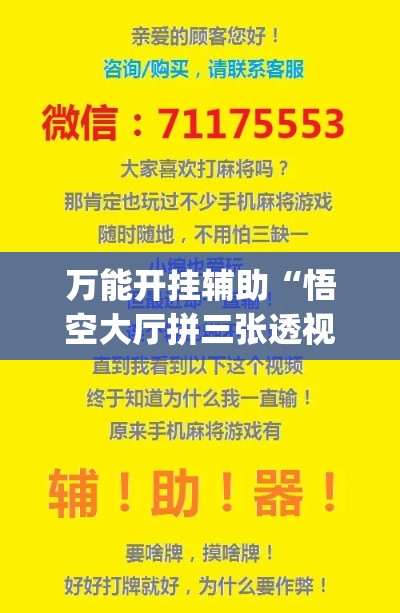 万能开挂辅助“悟空大厅拼三张透视挂”(作弊)辅助透视教程