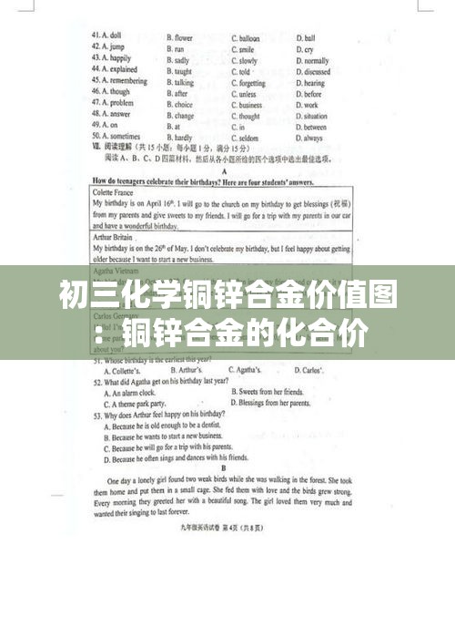 初三化学铜锌合金价值图：铜锌合金的化合价