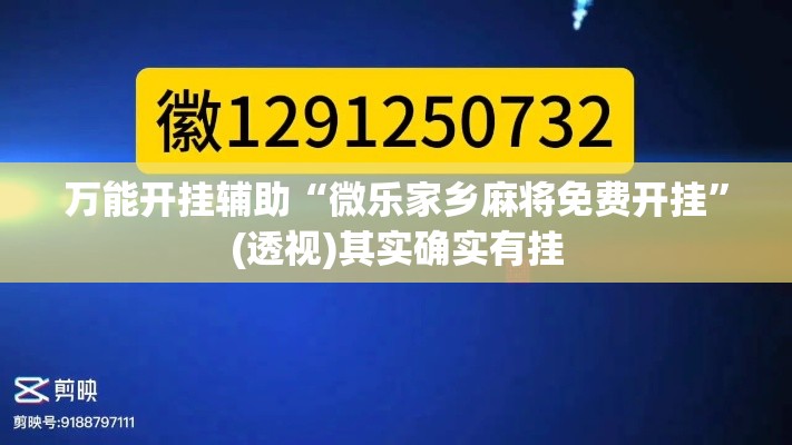 万能开挂辅助“微乐家乡麻将免费开挂”(透视)其实确实有挂