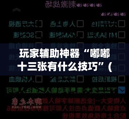 玩家辅助神器“嘟嘟十三张有什么技巧	”(作弊)辅助透视教程