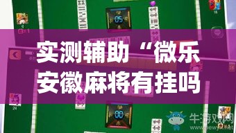 实测辅助“微乐安徽麻将有挂吗”专业师傅带你一起了解(确实有挂