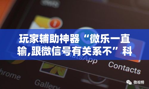 玩家辅助神器“微乐一直输,跟微信号有关系不	”科技辅助神器手机版