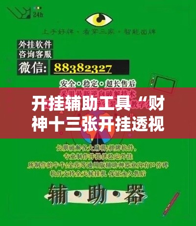 开挂辅助工具“财神十三张开挂透视软件”科技辅助神器手机版