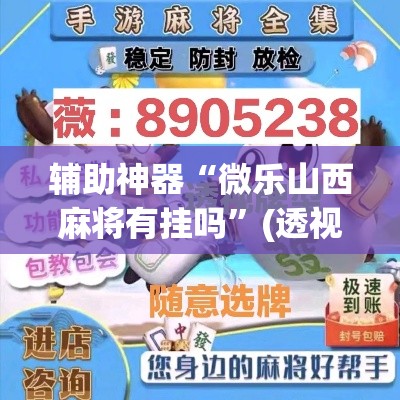 辅助神器“微乐山西麻将有挂吗”(透视)其实确实有挂