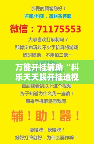 万能开挂辅助“科乐天天踢开挂透视挂	”科技辅助神器手机版