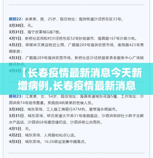 【长春疫情最新消息今天新增病例,长春疫情最新消息今天新增病例轨迹】
