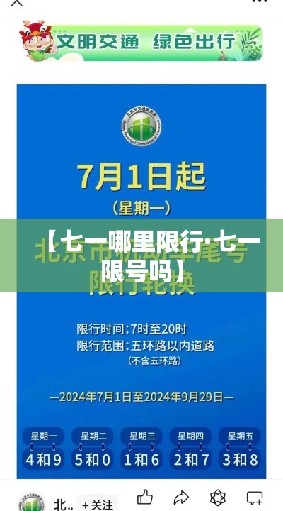 【七一哪里限行·七一限号吗】