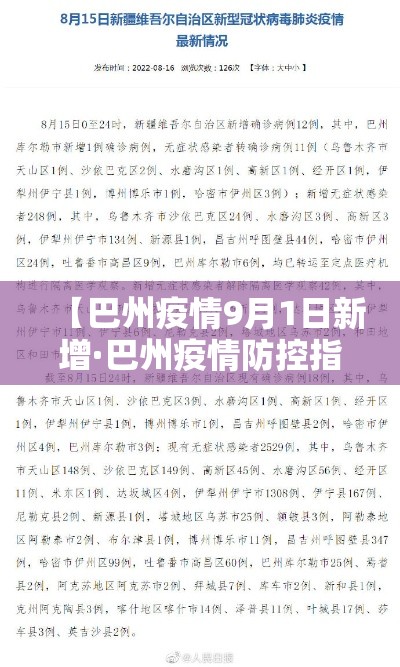 【巴州疫情9月1日新增·巴州疫情防控指挥部最新公告】